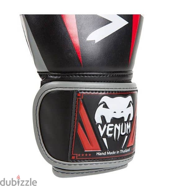 New Venum Boxing Gloves Elite Black Grey Red 7
