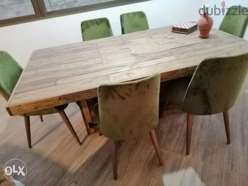 Rustic recycling wood pallets dinning table 201x100 طاولة سفرة خشب 3