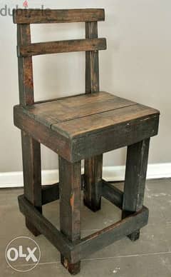 Old style creative bar wood chair كرسي بار طويل شكل قديم جدا 0