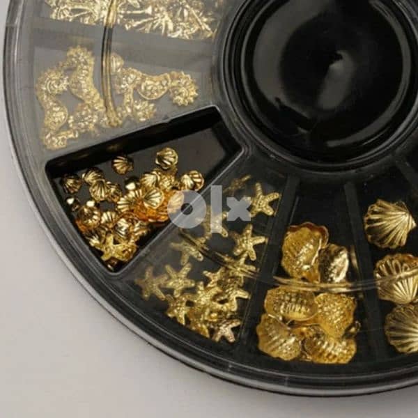 Beautiful gold ocean nails decoration wheel 5$ 6