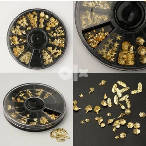 Beautiful gold ocean nails decoration wheel 5$ 7