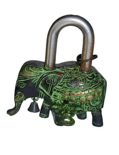 Brass Elephant Padlock with Keys Metal Bronze and Patine Look AShop™ 0