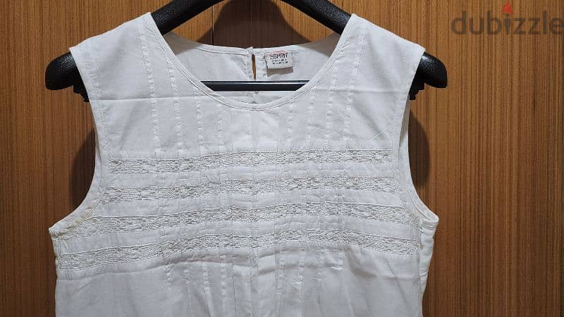 Esprit white cotton dress 38 medium فستان قطن ابيض 1