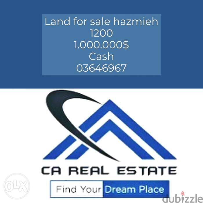 land for sale hazmieh 1200m2 cash 0