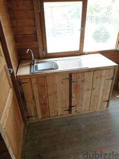 pallets wood kichen sink cabinet خزانة مجلى خشب