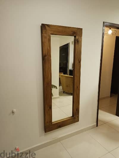 Wall rustic mirror pine wood مراية حيط خشب سويد