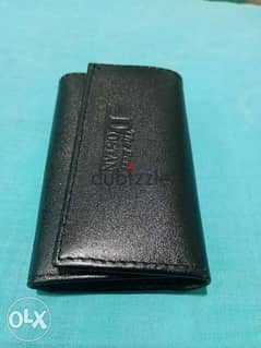 Hard leather belt wallet keychain