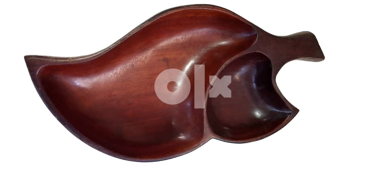Vintage Mahogany Wooden Set Leaf Shape Bowl and serving tray AShop™ 1
