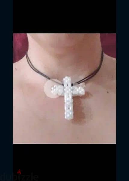 necklace cross pearl or rope hand made 5