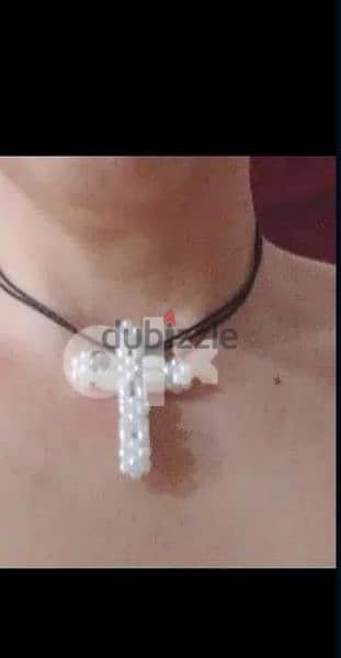 necklace cross pearl or rope hand made 8