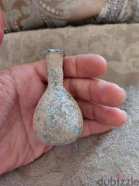 Ancient Roman Glass  Iridescent Unguentariym 1st to 3rd century 7 cm 1