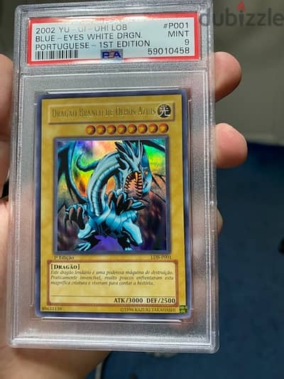 Yugioh 2002 PSA 9 Blue-Eyes White Dragon 1st Ed. LDB-P001 Yu-Gi-Oh