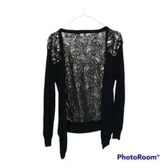 Black Cardigan with Gold Payette back