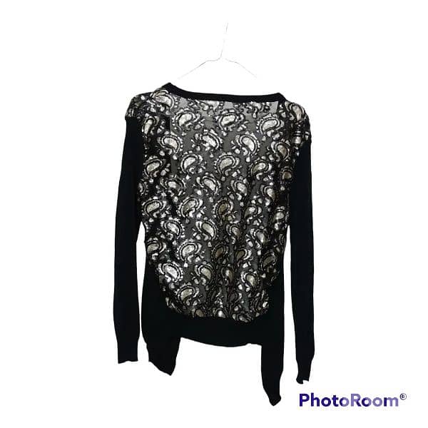 Black Cardigan with Gold Payette back 1