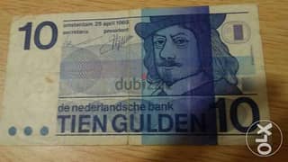 Netherlands Memorial Tein Guldien Banknote year 1968 عملة هولندية ورق