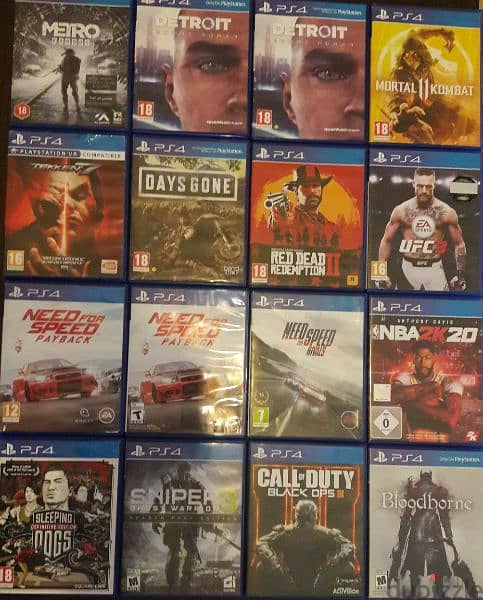 Giant collection of Ps4 used games in leb w Minecraft w gta sale only 8