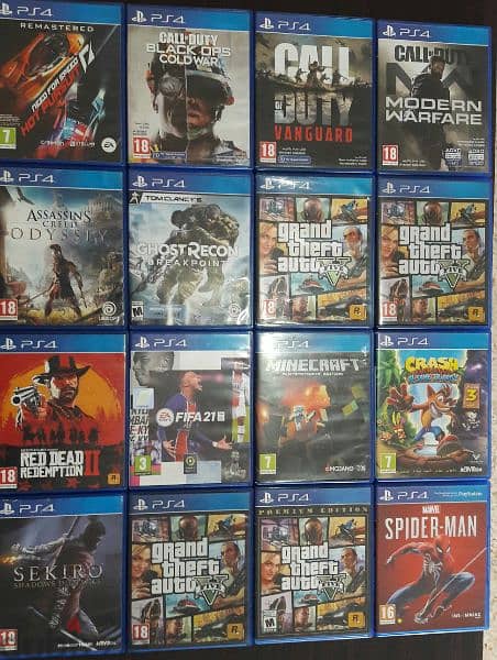 Giant collection of Ps4 used games in leb w Minecraft w gta sale only 9