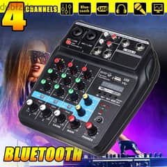 DJ Mixer 4 Channels Mixing Console Effects Processor with Sound Card - 0