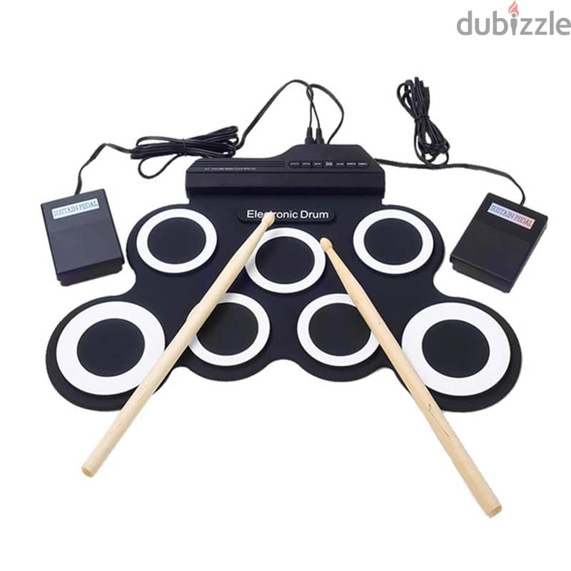 Roll-Up Foldable Electric Digital Drum Set with Pedals - G3001A 1