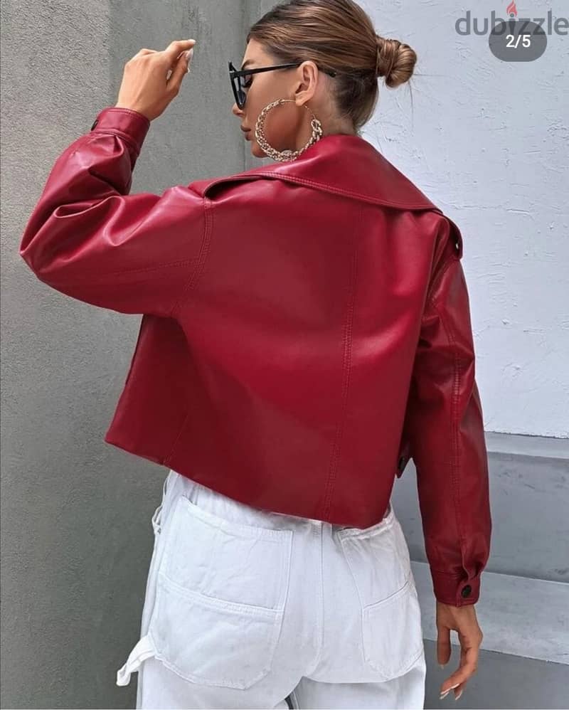 Cherry Red Leather Jacket 1