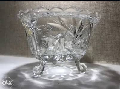 BOHEMIA CRYSTAL FOOTED BOWL   Height : 10cm  Width : 15cm