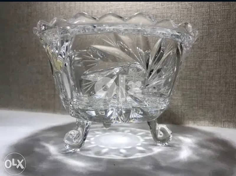 BOHEMIA CRYSTAL FOOTED BOWL   Height : 10cm  Width : 15cm 0