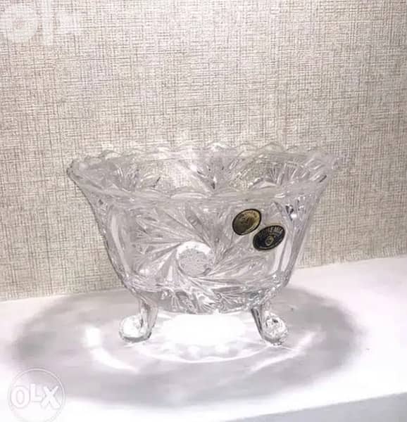 BOHEMIA CRYSTAL FOOTED BOWL   Height : 10cm  Width : 15cm 1