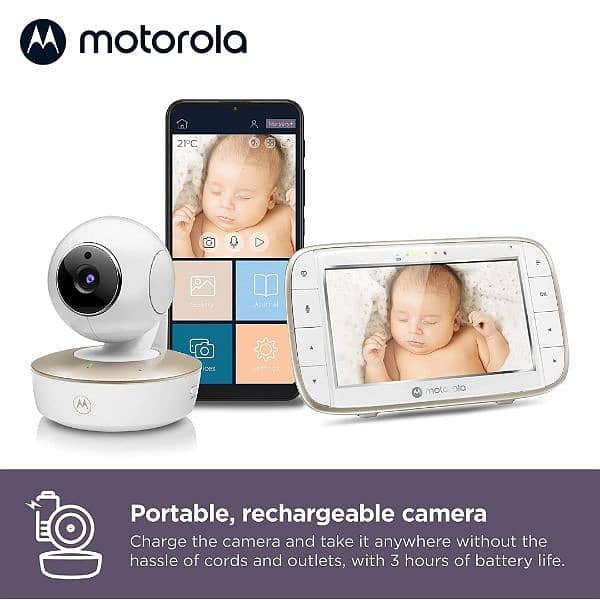 Motorola VM855 Connect 5-Inch WiFi Video Baby Monitor in White 2