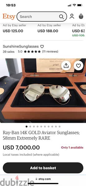 rare vintage 14k solid gold original Rayban Bausch and lomb 7