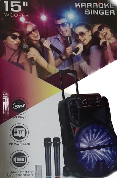 Karaoke 15” Multimedia Rechargeable Speaker 0