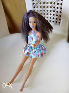 Barbie brunette doll in a floral dress 2005 not flexi legs style=14$