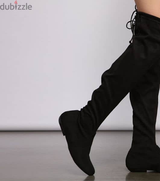 flat heels over the knee black velvet boots no heels 38.39 only 2