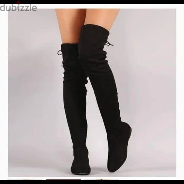 flat heels over the knee black velvet boots no heels 38.39 only 4