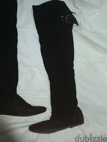 flat heels over the knee black velvet boots no heels 38.39 only 15