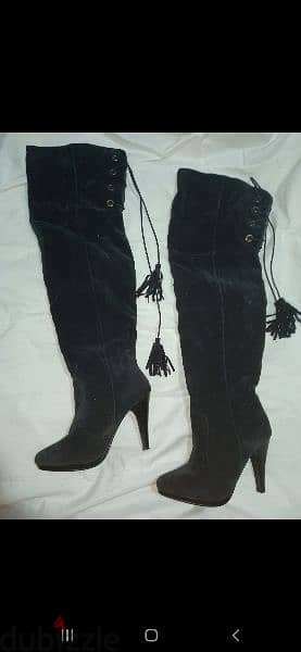 thigh boots high heels navy colour suede size 39 5