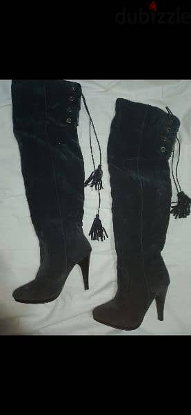 thigh boots high heels navy colour suede size 39 6