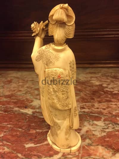 antique Meiji period Geisha statue signed