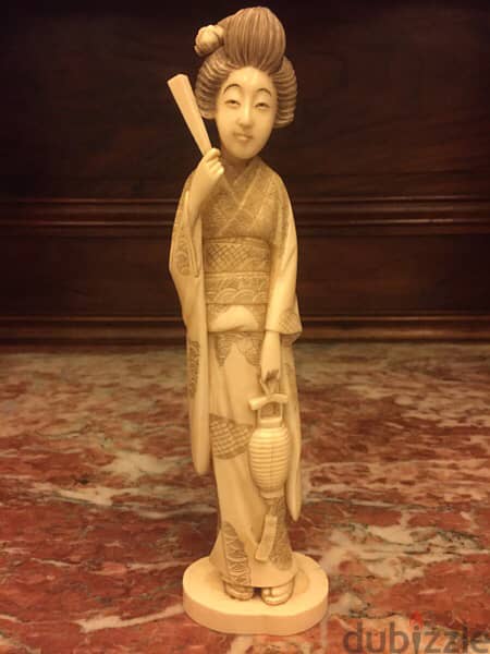 antique Meiji period Geisha statue signed 2