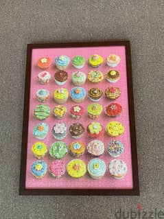 cupkcakes puzzle with a wooden frame and glass 0