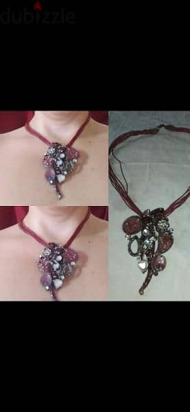 necklace bordo metal pendant vintage