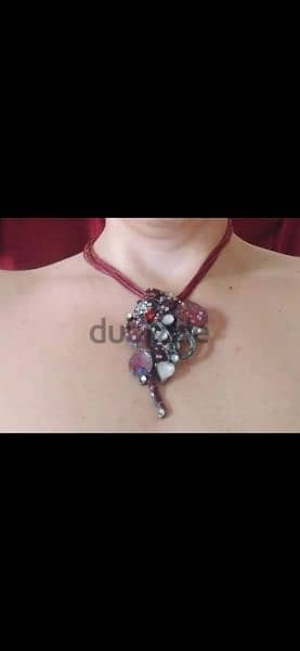 necklace bordo metal pendant vintage 1