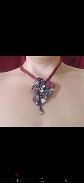 necklace bordo metal pendant vintage 2
