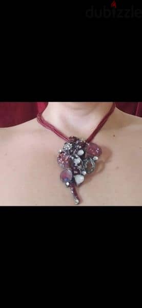 necklace bordo metal pendant vintage 3