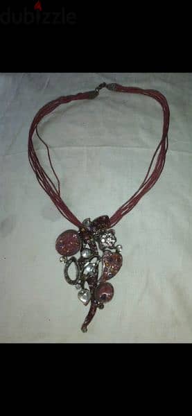 necklace bordo metal pendant vintage 7