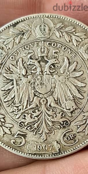 عملة فضة الامبراطور فرانز جوزيف الاول امبراطور النمسا المجر سنة ١٩٠٧ 1