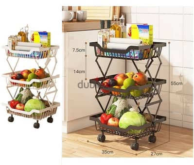 3 Tier Fruit Basket for Kitchen, Metal Stand No Need to Install