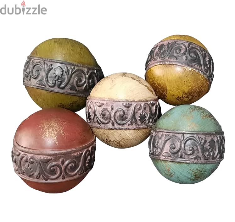 Wooden Artisan Colored Decorative Balls Finely Crafted AShop™ 1