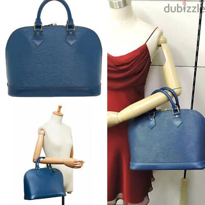 bag Copy LV Epi Alma blue big size used once