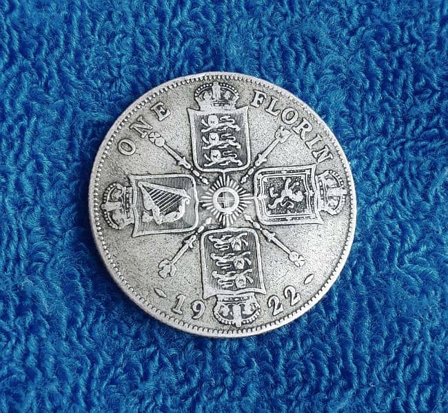 1922 Great Britain silver Florin KGV فضة الملك جورج الخامس بريطانيا 1