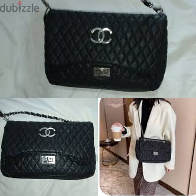 handbag real leather copy CC black